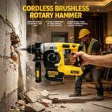 DEWALT 18V/20V MAX Brushless SDS-Plus Rotary Hammer Drill, 1" L-Handle, 3-Speed Woodworking Impact Drill (Tool Only)