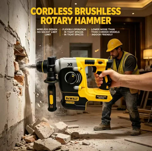 DEWALT 18V/20V MAX Brushless SDS-Plus Rotary Hammer Drill, 1" L-Handle, 3-Speed Woodworking Impact Drill (Tool Only)