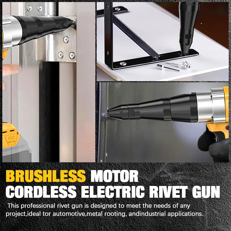 Brushless Electric Rivet Gun Cordless 3.2-4.8mm Rivet Nut Gun Drill Insert Automatic Riveting Power Tool for Dewalt 20V Battery