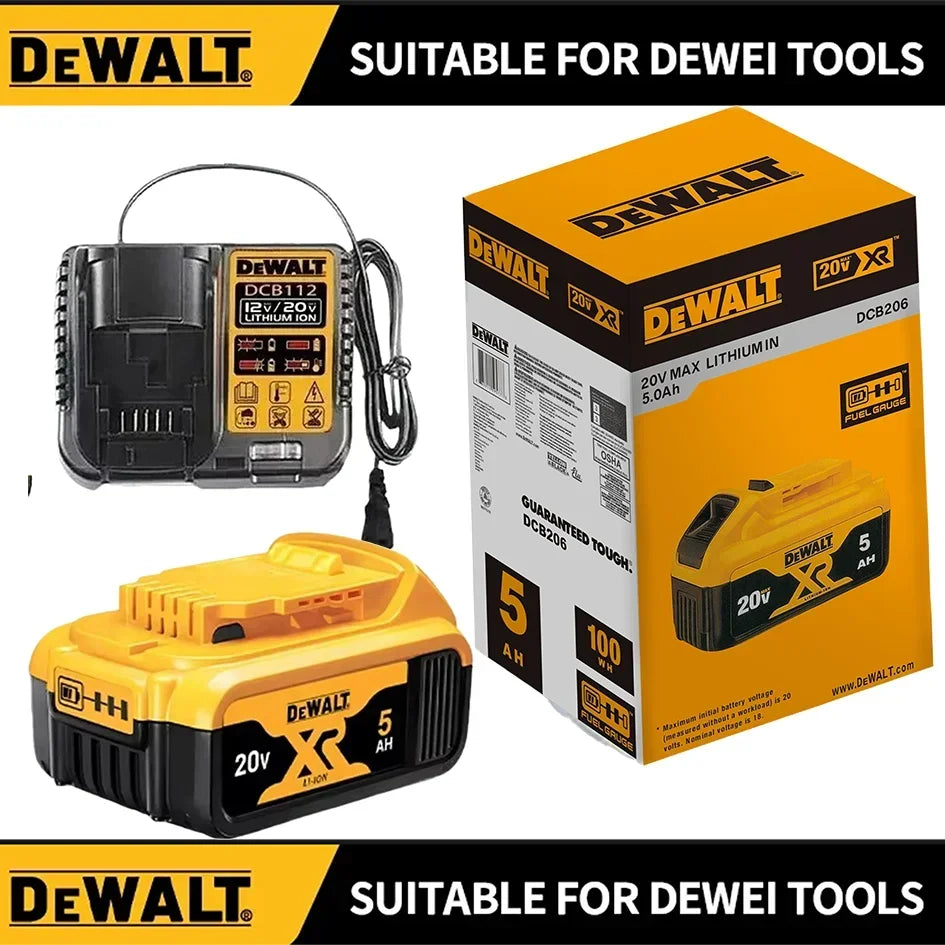 Dewalt 20V Battery 5AH 6AH 18V5.0AH Rechargeable Lithium Ion Battery, Dewalt DCB200 Power Tool Replacement Battery