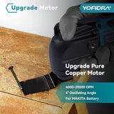 YOFIDRA 600W Oscillating Multi Function Tool 20000PM Electric Saw Trimmer Cutting Woodworking Power Tool for 21V 18V Battery