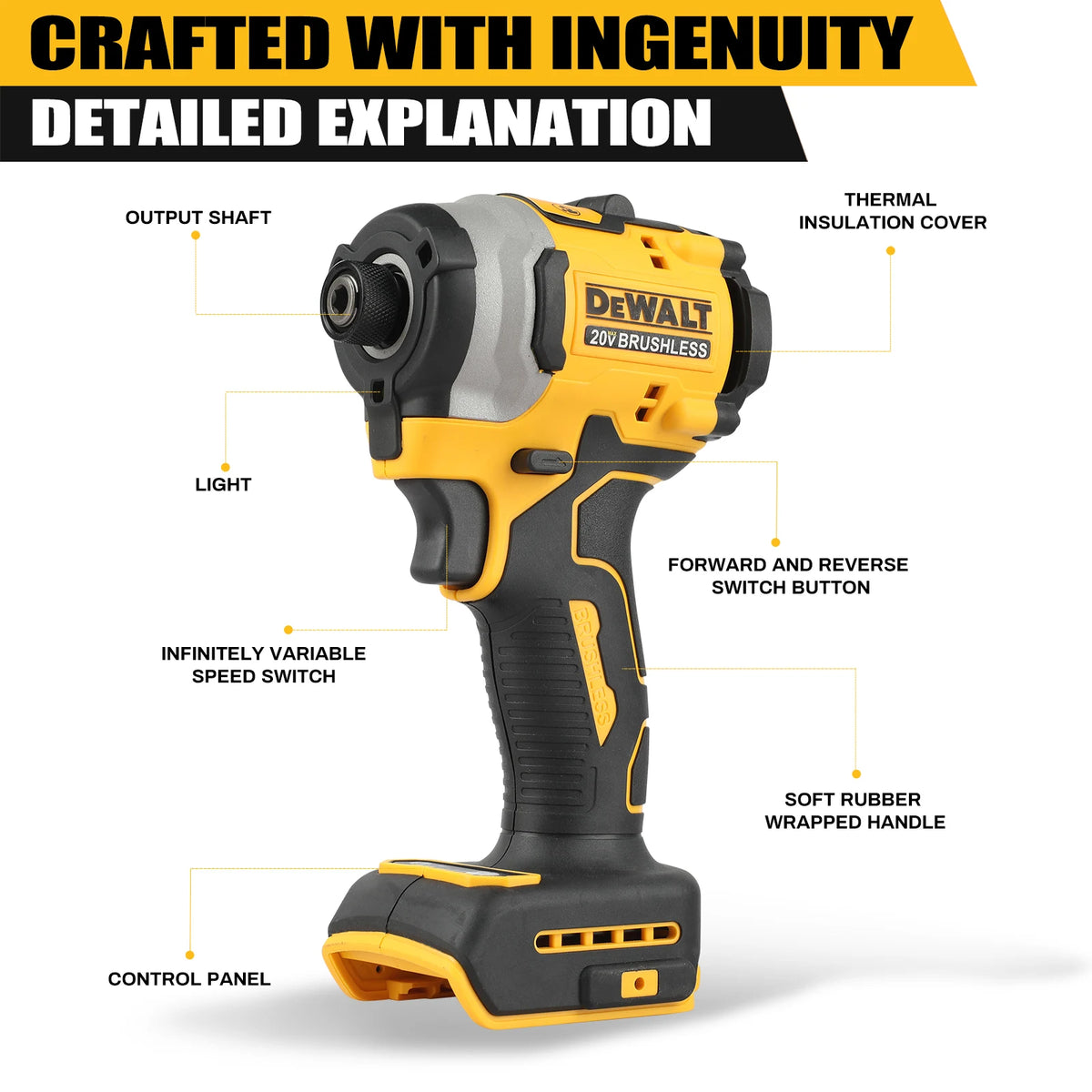 DeWalt DCF850 Brushless 20V Lithium Ion Screwdriver, Electric Drill, Car Repair Electric Tool Naked Tool