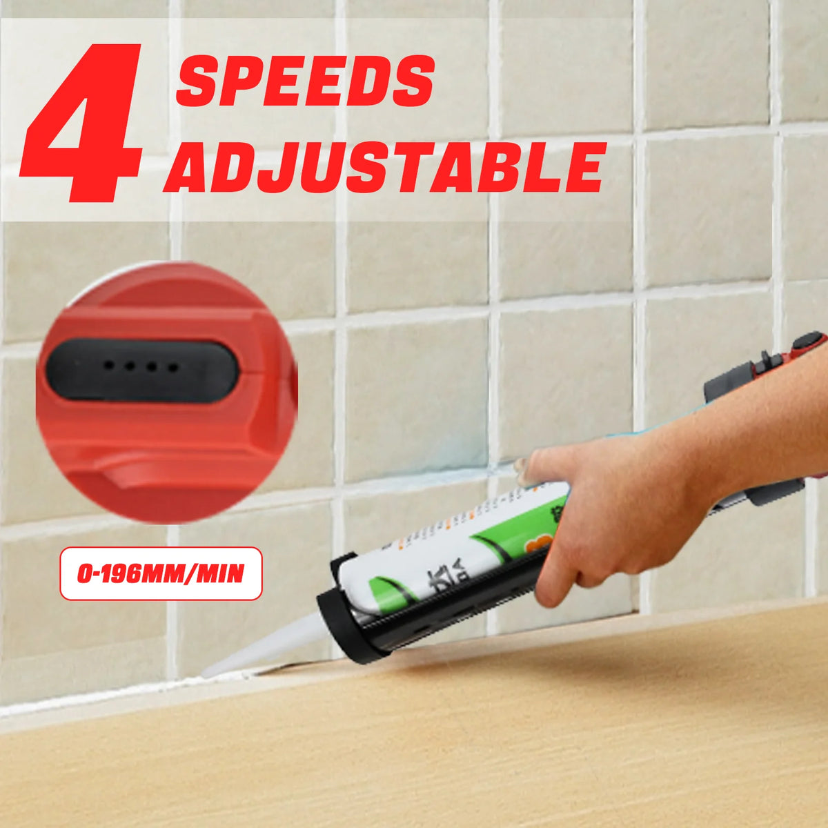 10oz/300ml Electric Caulking Gun for Milwaukee 18V Battery 4 Speeds Silicone Caulking Tools Dripless Caulk Adhesive Gun