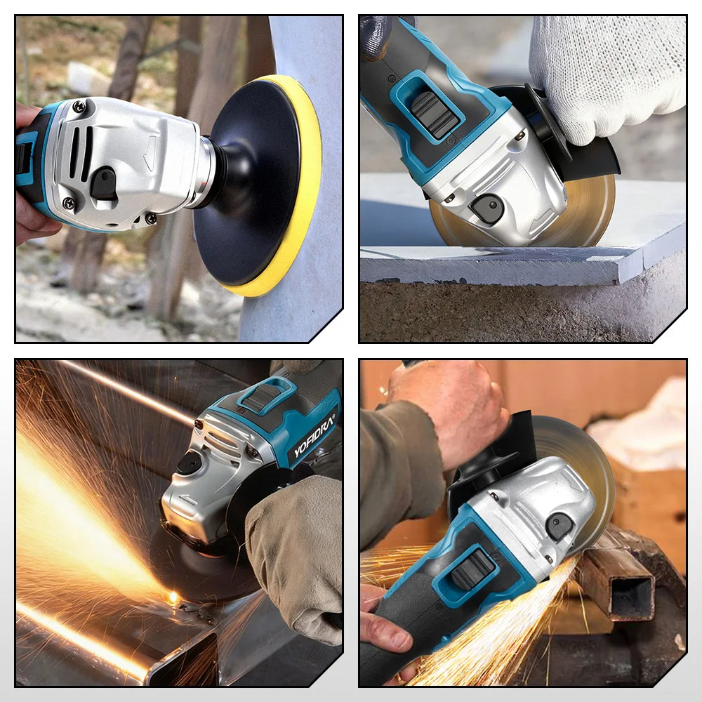YOFIDRA 3000W 125MM Brushless Electric Angle Grinder M14 Grinder Polishing Cutting Machine Power Tool For Makita Battery Pin