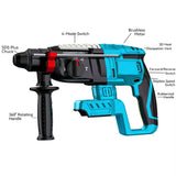 Brushless 28MM Electric Hammer Drill Multifunctional Rotary Cordless Rechargeable PowerTool For Makita/Dewalt/Milwaukee 20V Pin