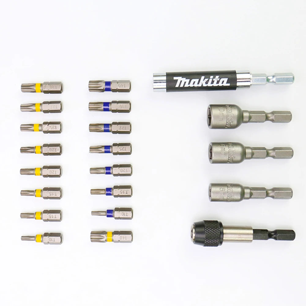 Japan Makita Drill Bit Set 43 PCS Set Screwdriver Set Colour Screwdriver Head Cross Flower Type Head Hexagon Socket Tool Parts