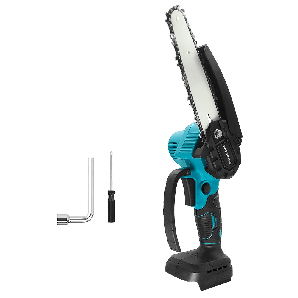 PATUOPRO 6 Inch Brushless Mini Electric Chain Saw Cordless Woodworking Garden Logging Cutter For Makita 18V Battery
