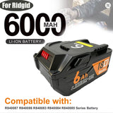 8AH Li-ion 18V For RIDGID R840087 Battery R840083 R840085 R840086 Capacity 6.0/4.0ah Rechargeable Power Tool Series AEG Series