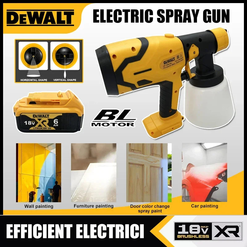 Dewalt 800ML Portable Cordless Paint Sprayer High-Power Automotive and Furniture Spraying Gun for Dewalt 18V Battery