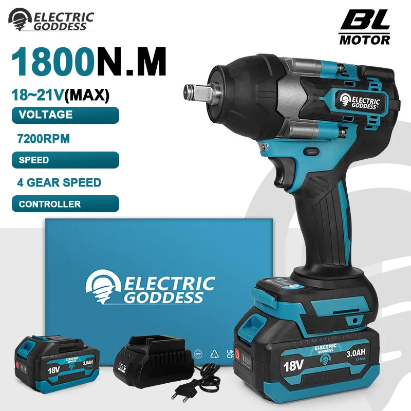 1800NM Cordless Electric Impact Wrench Compact Model Brushless Motor Lithium Electric Drive For Makita 21V Battery Pin