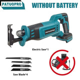 Cordless Brushless Reciprocating Saw Wood Metal PVC Pipe Cutting Power Tool With 4pcs Saw Blades For Makita 18V Battery