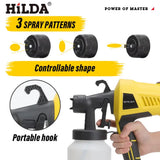 HILDA Corded Electric Paint Sprayer Single Handheld Spray Gun Adjustable Flow Control Nozzle Portable Home Use Painting Tool