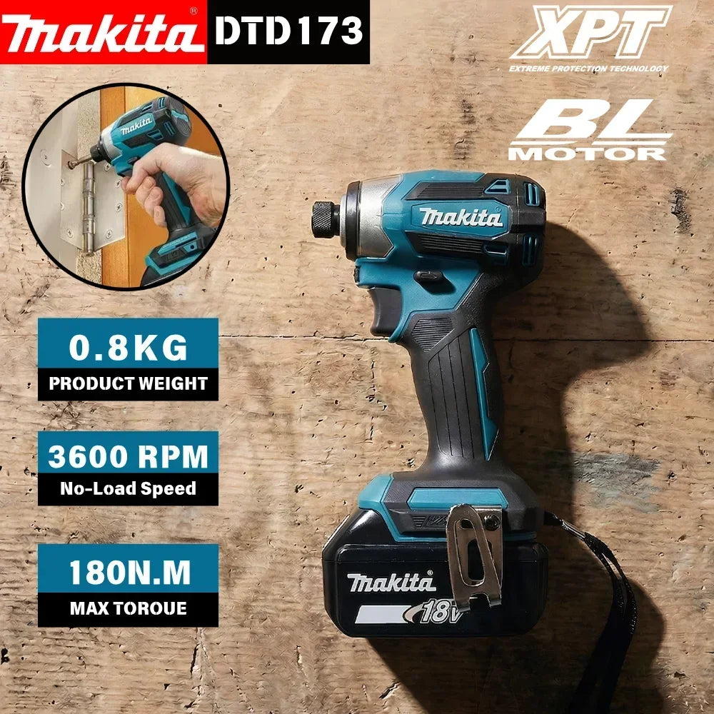 Makita DTD173 Blue 18V Brushless Cordless Impact Driver 180Nm 3600RPM Hand Tool For Wood Assembly Household DIY
