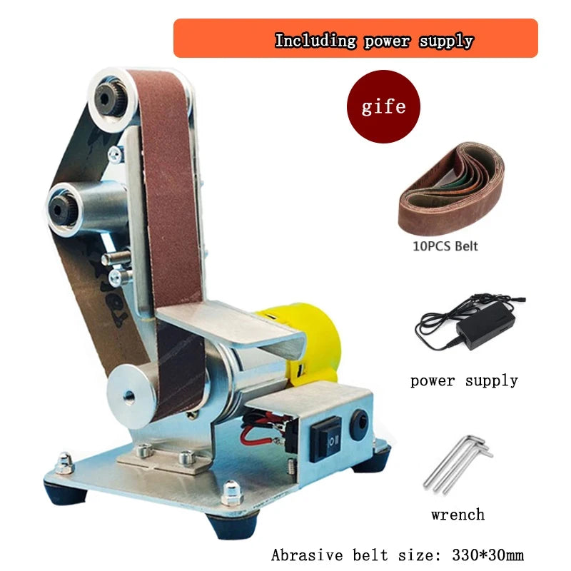 110V/220V Desktop Vertical Mini Electric Abrasive Belt Sandpaper Polishing Machine DIY Angle Grinder Sharpening Machine