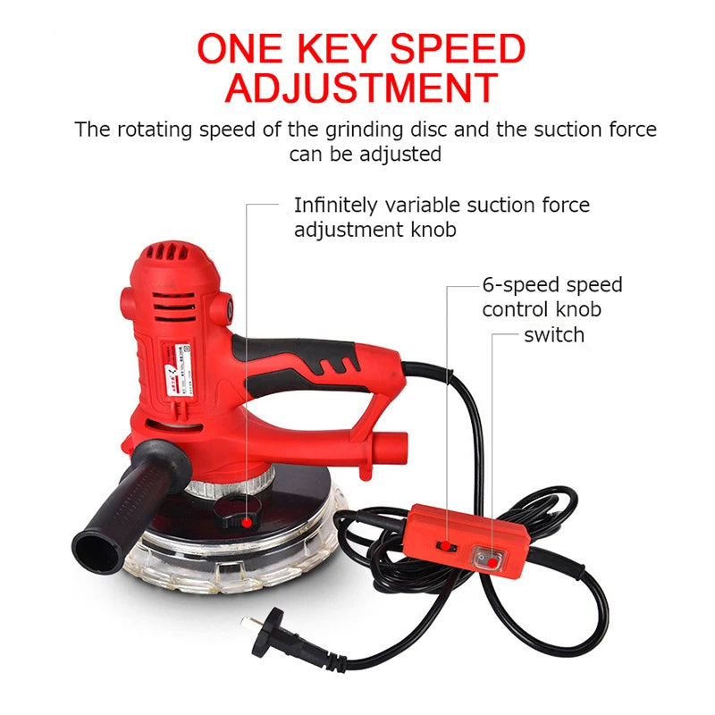 Drywall Sander 110V/220V Portable Electric Wall Putty Grinding Polishing Machine with LED Light Dust Clooect Bag Sandpaper 850W