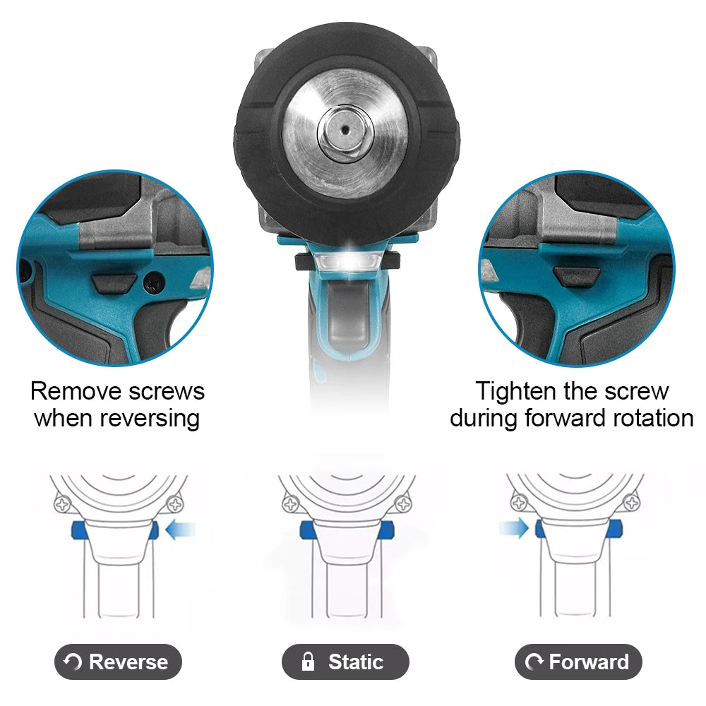 Kamolee 3100NM Wireless Charging High Torque Wrench 1/2 Inch Repair Electric Impact Wrench is compatible with Makita 18V battery