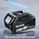 100% Original Makita 18V 6.0Ah Li-Ion Battery, Rechargeable Replacement Battery for BL1830B BL1840B BL1850B BL1860B Power Tools