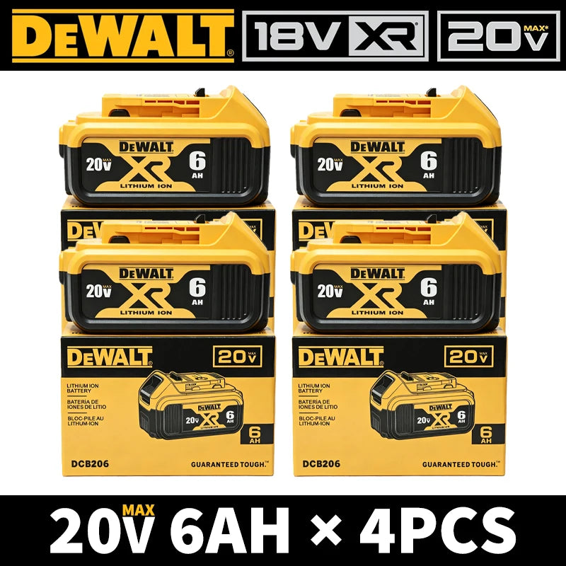 100% Original DEWALT XR 20V Battery 6Ah Rechargeable Li-Ion DCB206 Replacement Power Tool Battery Charger Combo DCB184 DCB200
