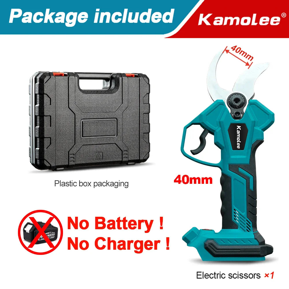 Kamolee 50mm Brushless Cordless Electric scissors Pruner pruning Shears Efficient Fruit Tree Bonsai Pruning Branche Cutter