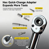 380RPM Electric Ratchet Wrench 1/4" 3/8" Bidirectional Ratchet Forward Reverse 60 N·m Manual 1.5 N·m Auto for Home DIY Repair