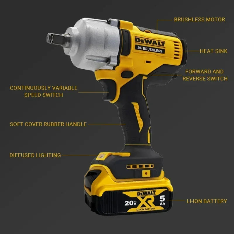 DEWALT DCF900 20V Brushless High Torque Impact Wrench 1/2" Variable Speed Durable Cordless Tool for Auto Repair Construction
