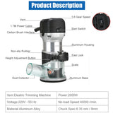 2000W Wood Router Electric Trimmer 220V Woodworking Milling Engraving Slotting Trimming Machine Hand Carving Router Power Tools