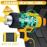 Dewalt Cordless Digital Display Electric Air Guns Heat Gun Industrial Shrink Wrapping Hot Air Gun With 3 Nozzles for 18V Battery