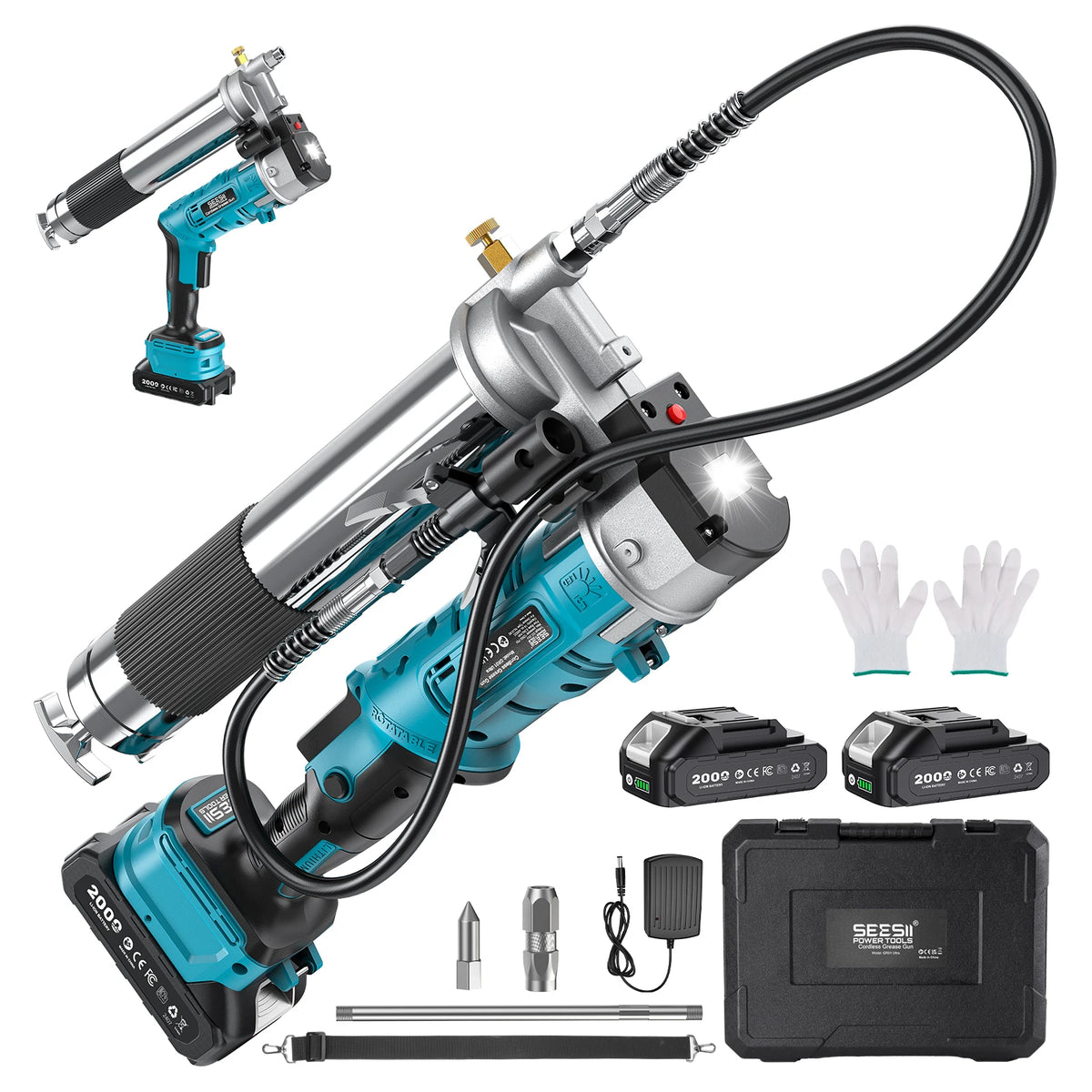 SEESII GR01 Ultra Electric Grease Gun 12000PSI 5.3oz/min Injector Fat Machine Grease Guns Oil Tool Hardware For Makita 18V Battery Pin