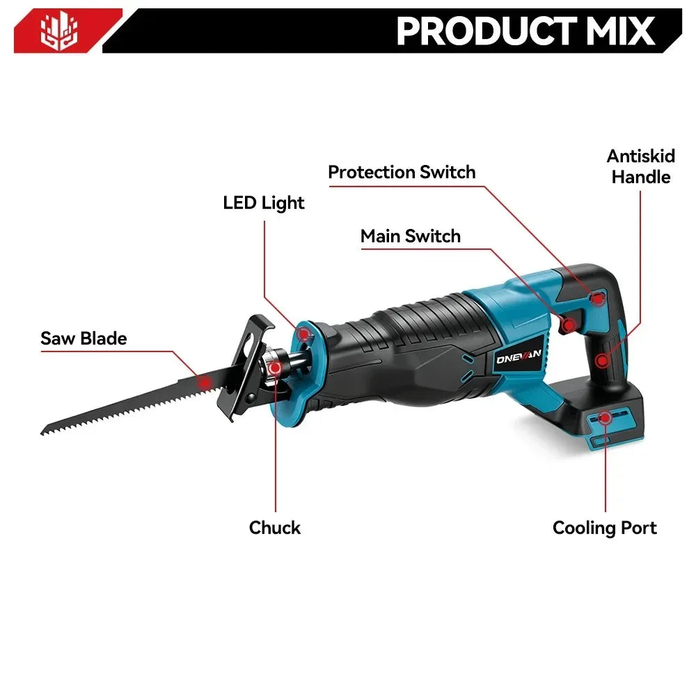 Makita 18V LXT Variable Speed Brushless Cordless Reciprocating Saw With 4 Blades For Wood Metal PVC Outdoor Cutting
