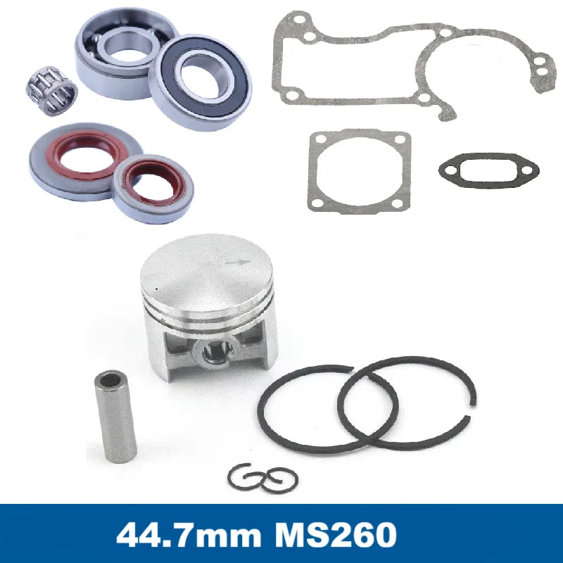 42mm 44mm 44.7mm Fit Stihl MS260 026 024 MS240 024AV Chainsaw Piston Crankshaft Ball Bearing Oil Seal Gasket Engine Repair Kit
