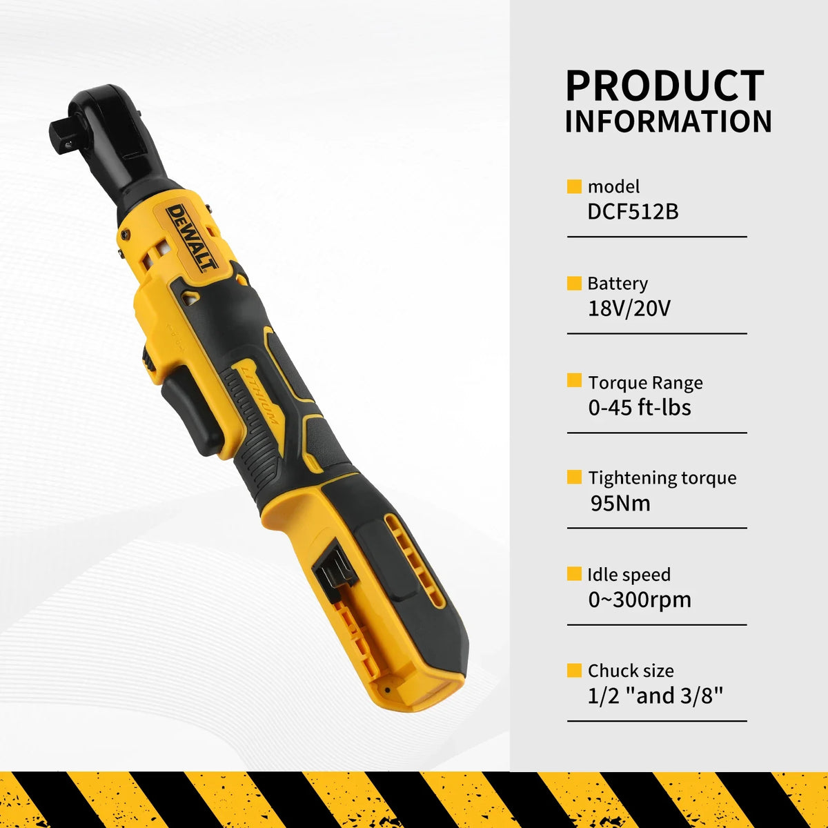 DEWALT DCF512 20V Brushless 1/2" Right Angle Ratchet Wrench LED Display Variable Speed for Auto Repair Construction