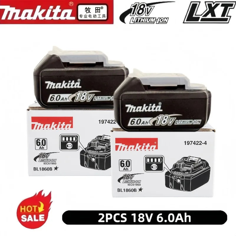 6Ah 100% Original Makita 18V Battery BL1860B Rechargeable Lithium-Ion Battery for Makita 18V Power Tools Replace the Battery.