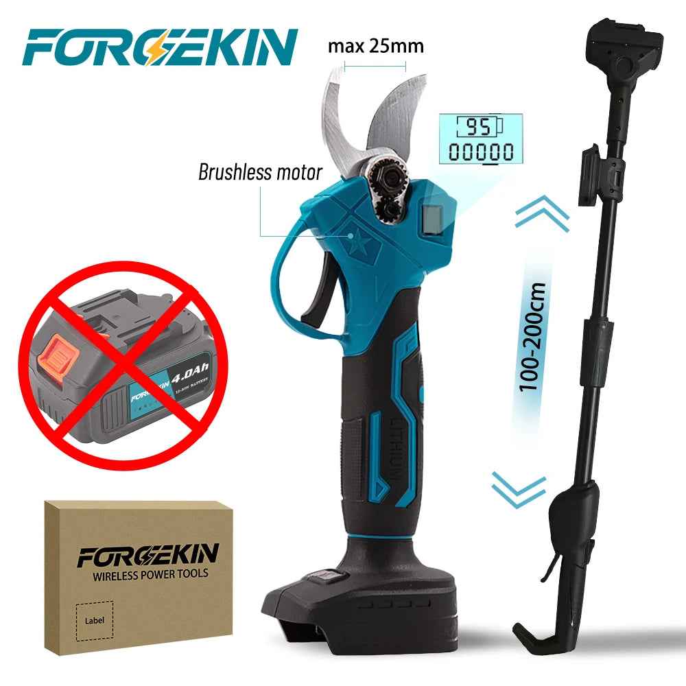 FORGEKIN 4IN1 Brushless Telescoping Pole Electric Chainsaw Scissor High Branch Garden Pruning Tool For Makita 18V Battery Pin
