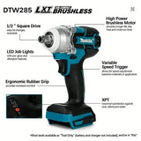 Makita 285N.m Brushless Cordless Impact Wrench, Electric Wrench High Power Shock Absorber for Auto Repair (Tool Only)