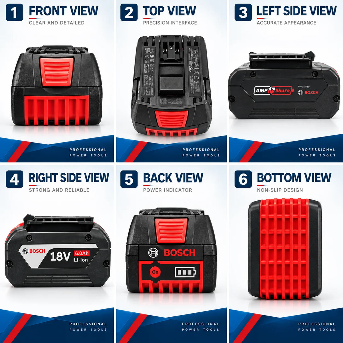 Bosch 18V 6.0Ah Lightweight Compact Genuine Battery for DIY Home Repair Fits BAT609G BAT610G GSR18V-LI Tools