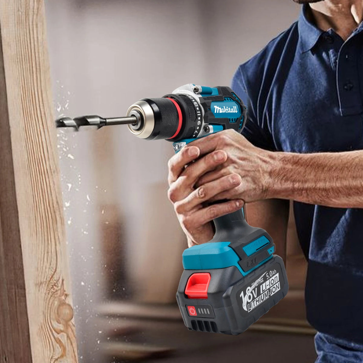 DDF487 Screwdriver Cordless Percussion Drill Electric Variable Speed Brushless Impact Power Tools Drill for makita18Vbattery pin