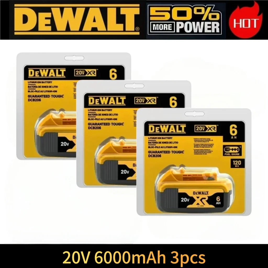 100% Genuine Dewalt 20V 6AH Battery, Rechargeable Lithium Ion Battery, Dewalt DCB200DCBL722/DCL050/DCF850Power Tool Replacement