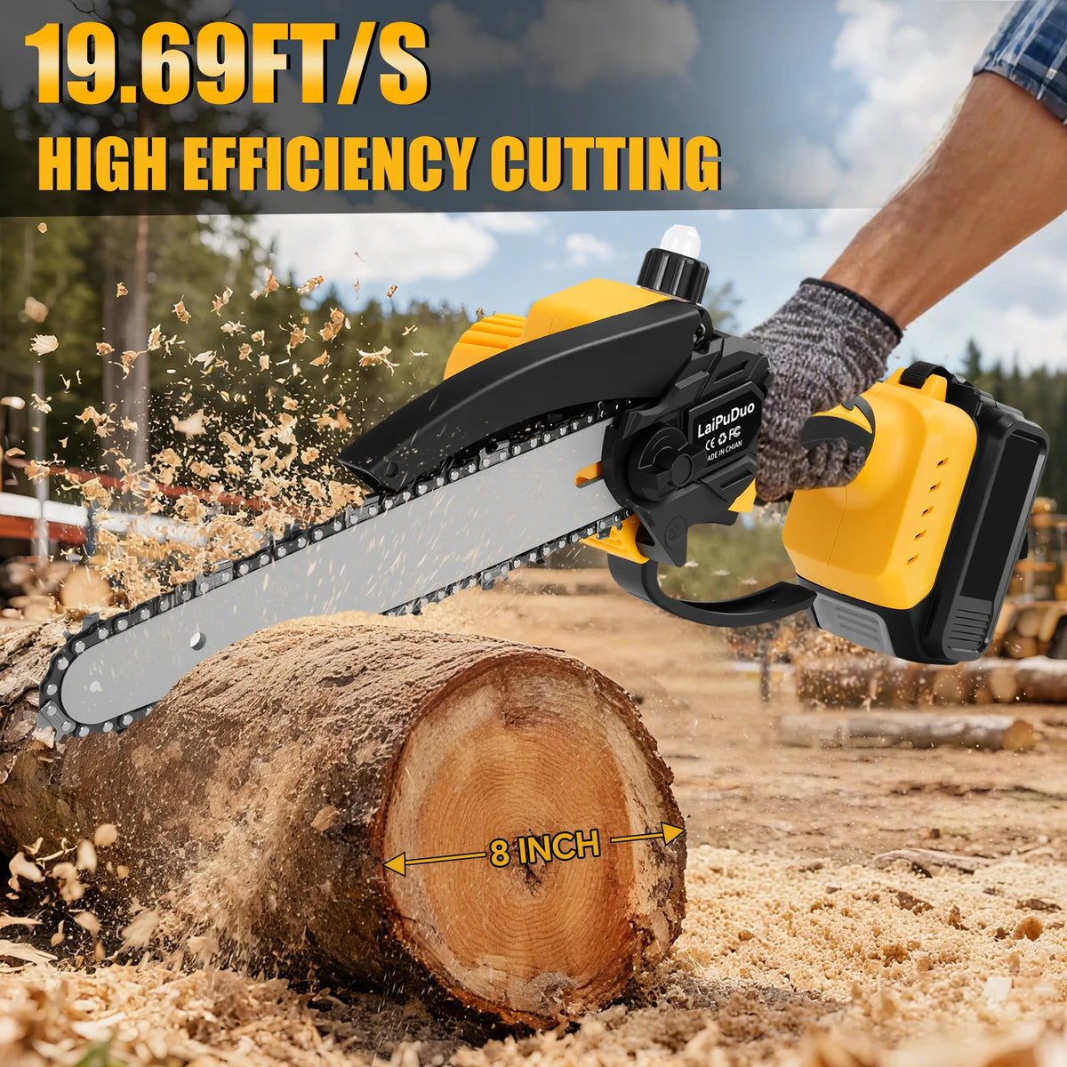 8 Inch Mini Electric Chainsaw Brushless Handheld Power Chain Saw for Tree Trimming Wood Cutting Fit for Dewalt 20V Battery Pin