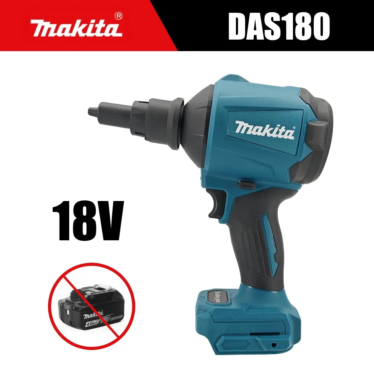 Makita Bare DAS180 18V Wireless Brushless Blower Gun Equipped Nozzle For Workshop Debris Clearing Sawdust Removal Tool