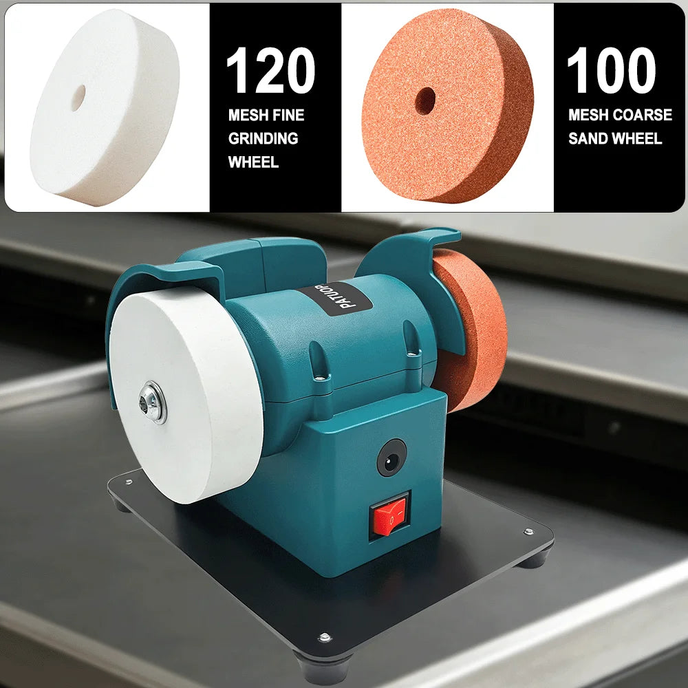 Dual-Wheel Mini Grinder Handheld PolisherCordless Electric Bench Grinder 100/120 Mesh Wheels For Makita 18V Battery(No Battery)