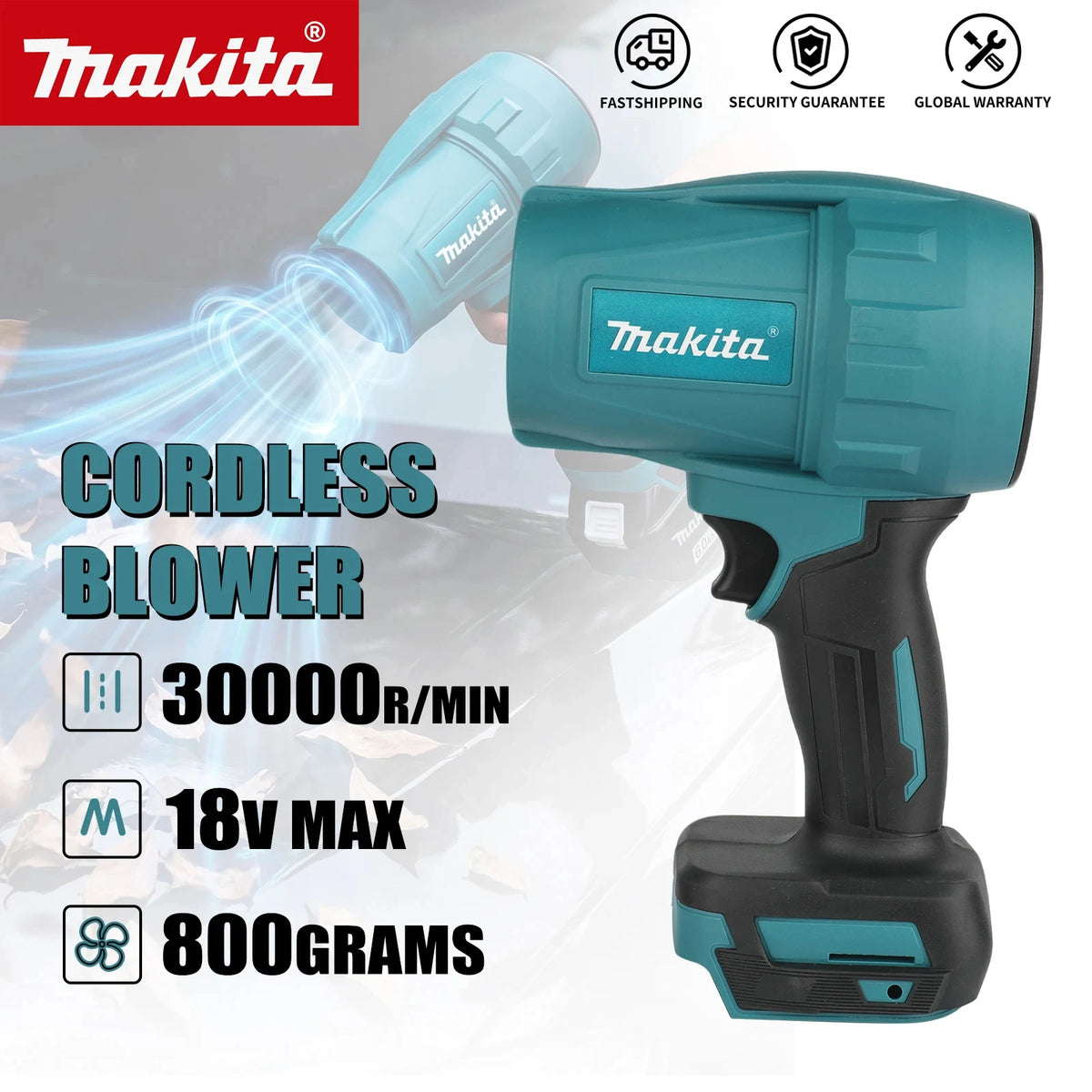 Makita 18V 30000RPM Electric Air Blower Powerful Turbo Rechargeable Car Cleaner Bare Unit High Air Velocity