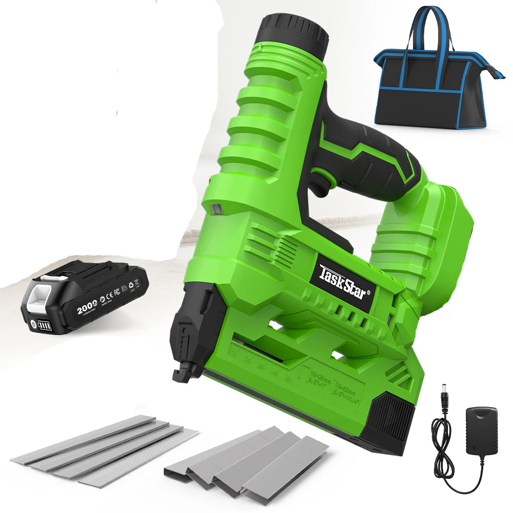 Taskstar 18 Gauge 2 in 1 Electric Nail Gun Cordless Stapler Framing Nailer Tacker Furniture Tool 1000 Brad Nails For Makita 18V Battery Pin