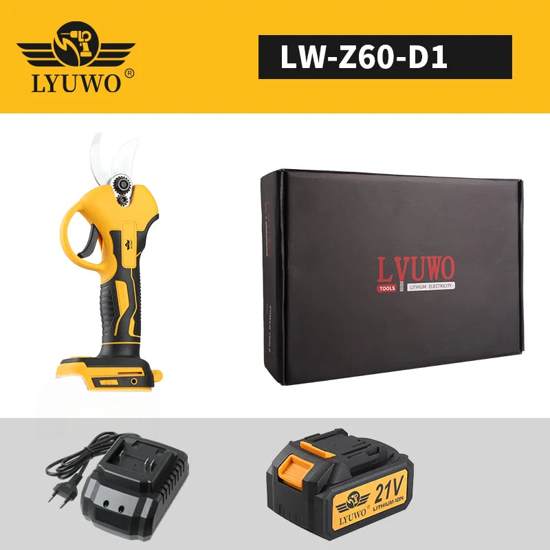 LYUWO 30mm 20V Brushless Charging Wireless Trimming Scissors, Fruit Tree Potting Repair Electric Tool, Using MT Battery