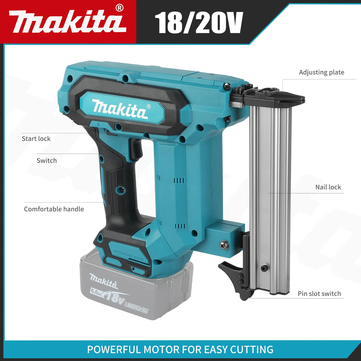 Makita 18V F30 Straight Nails Staple Gun,Cordless Electric Impact Nail Gun Woodworking Construction Tools