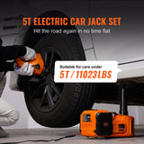 SucceBuy 5 Ton Electric Car Jack Hydraulic Jack with Electric Impact Wrench Portable Car Lift for SUV Sedan Truck Change Tires