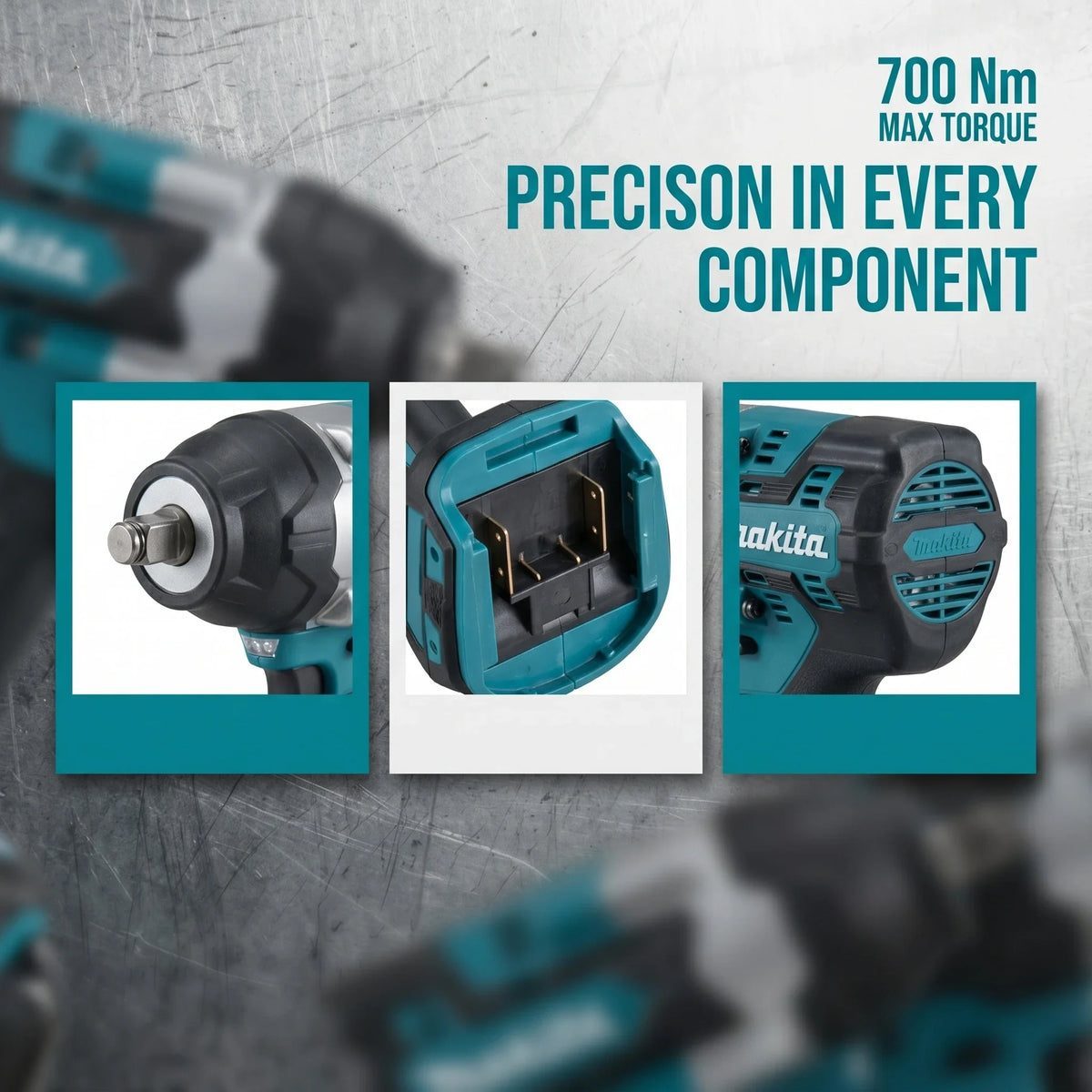 Makita DTW700 18V Brushless Impact Wrench Cordless 1000N·m 1/2 Inch Tool for Fleet Maintenance and Construction Bolting