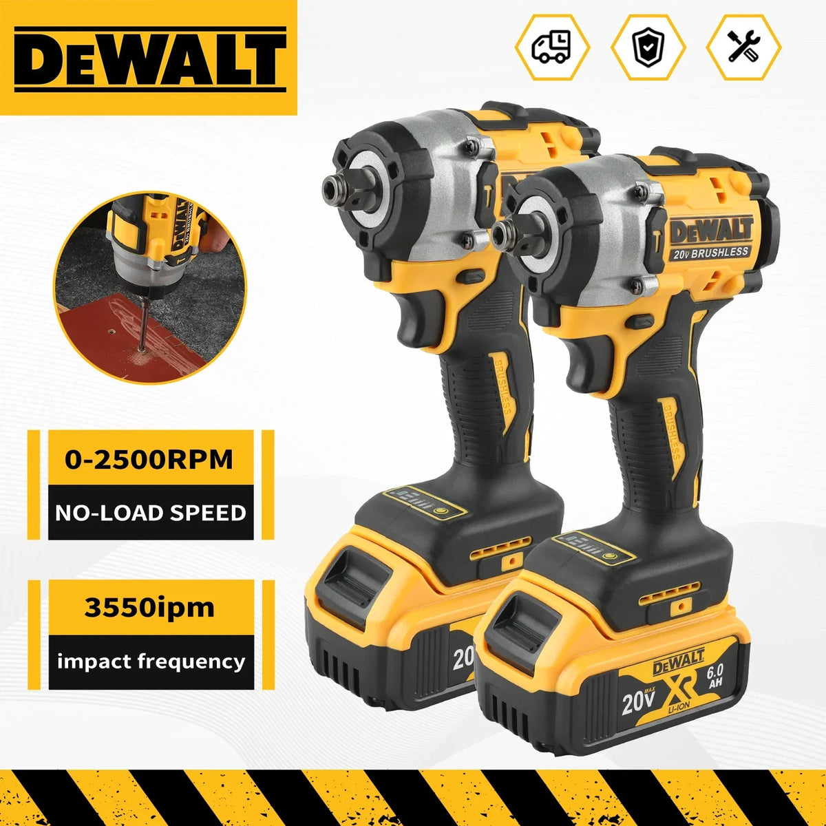 DEWALT Atomic 20V Maximum Cordless Wrench 1/2 Inch Cordless Impact Wrench Variable Speed Charging Wrench DCF921