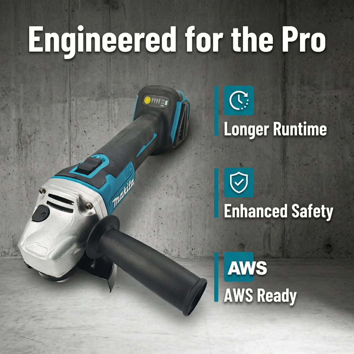 Original Makita DGA404 125mm 4-Speed Brushless Angle Grinder 18V LXT Cordless Power Tool for Construction and Metal Fabrication