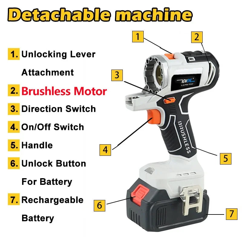 18V Brushless 2/5/10/12-in-1 Multi tool Chainsaw Drill reciprocating/circular saw oscillating tool combo