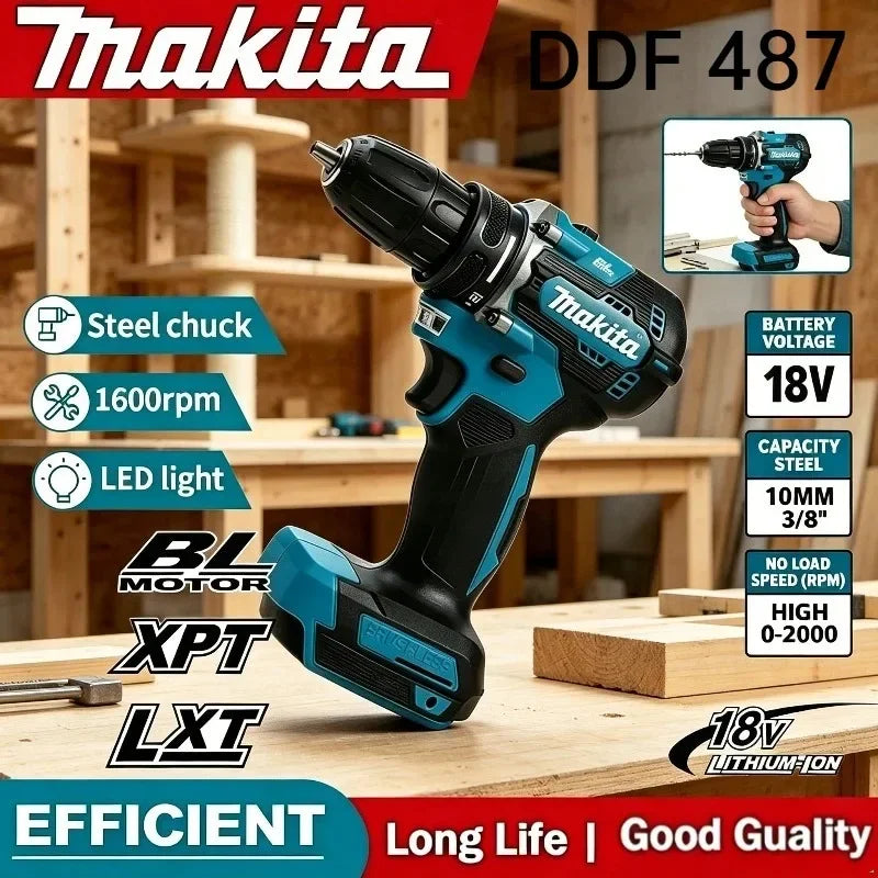 Makita DDF487 18V Lithium Brushless Cordless Drill Driver Hand Tool Compatible With All Makita 18V Series Batteries